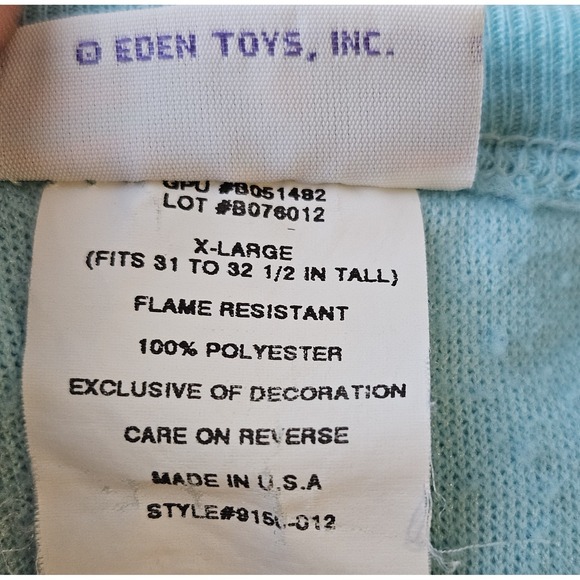 Vintage Paddington Bear Baby Fleece Sleeper XL 18-24M Blue Zip One-Piece USA - Picture 6 of 9